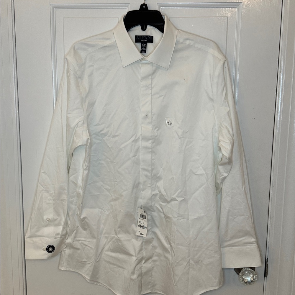 Alfani White Dress Shirt size L‎ NWT Soiled